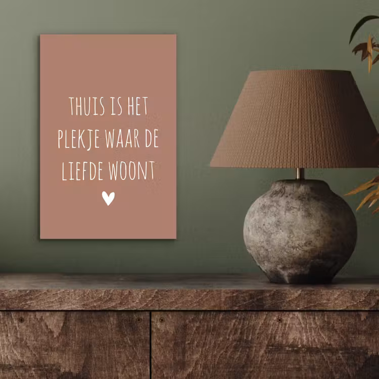 Spreuken - Thuis is het plekje waar de liefde woont - Quotes aluminium wit klein -sfeer2