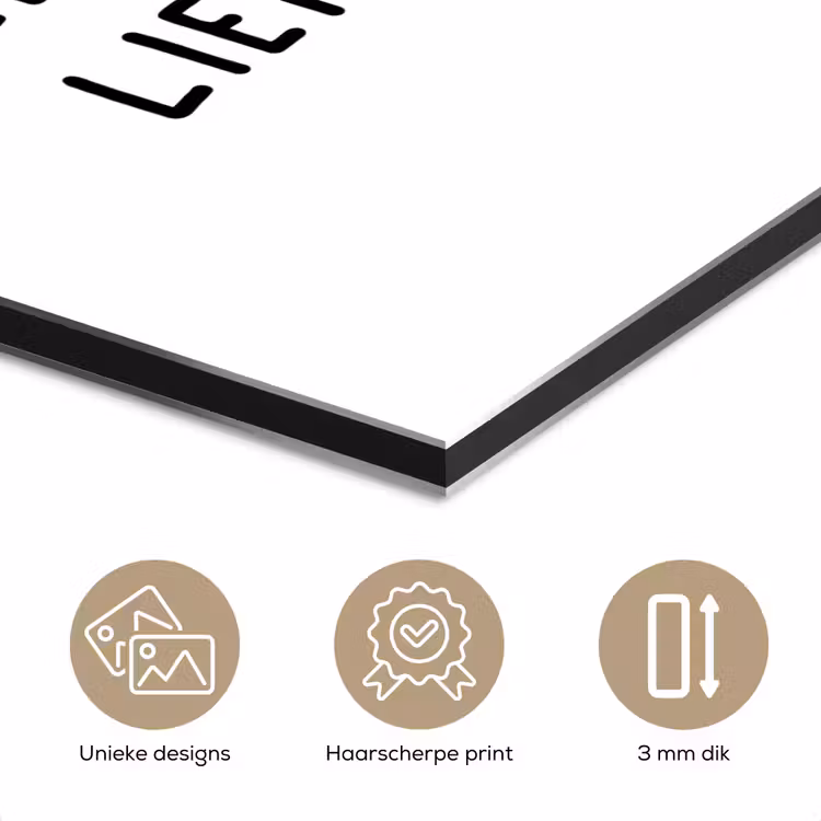 Spreuken - Thuis is het plekje waar de liefde woont - Quotes aluminium wit klein -closeup_NL