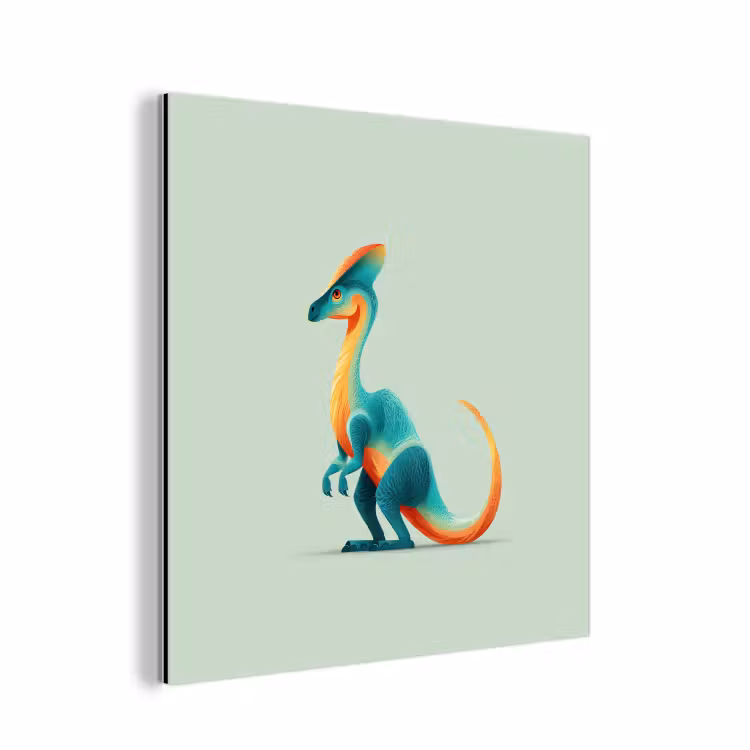 Staart - Dino - Minimalistisch - Blauw aluminium wit klein -3d
