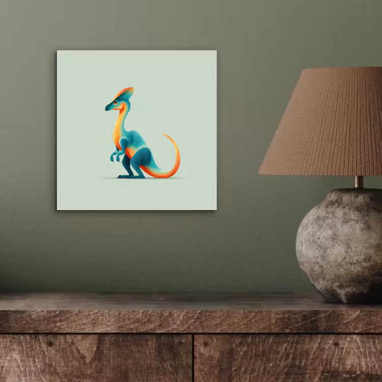 Staart - Dino - Minimalistisch - Blauw aluminium wit klein -sfeer2