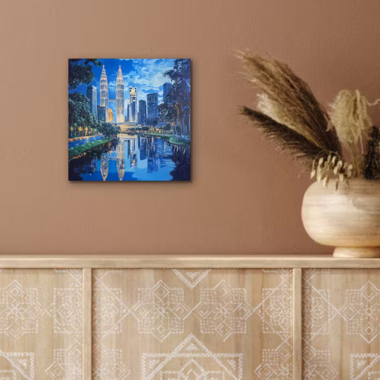 Stad Kuala Lumpur - Skyline - Wolkenkrabbers - Water aluminium wit klein -sfeer4