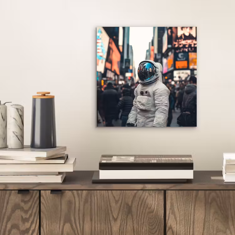 Stad - Mensen - Astronaut - Wit aluminium wit klein -sfeer1
