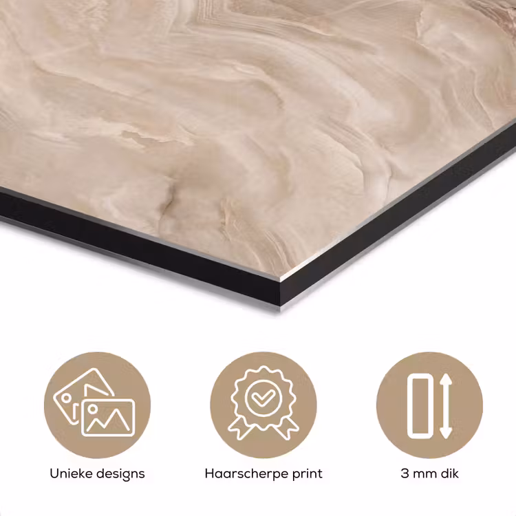 Steen - Golvend - Abstract - Beige aluminium wit klein -closeup_NL