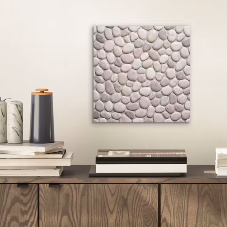 Steen - Kiezel - Natuur - Minimalistisch - Beige aluminium wit klein -sfeer1