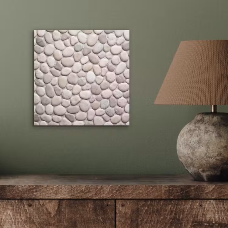 Steen - Kiezel - Natuur - Minimalistisch - Beige aluminium wit klein -sfeer2