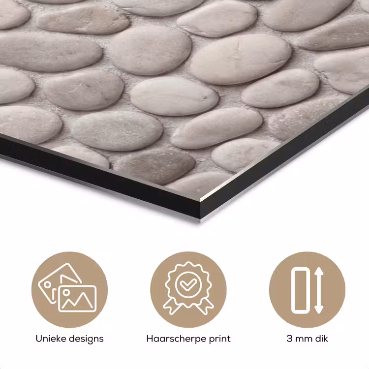Steen - Kiezel - Natuur - Minimalistisch - Beige aluminium wit klein -closeup_NL