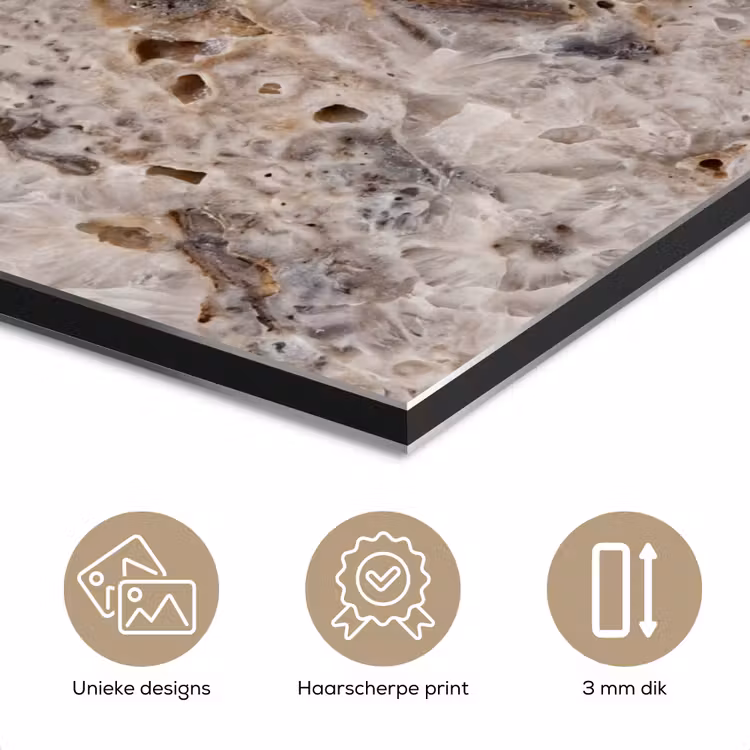 Steen - Textuur - Abstract - Beige - Wit aluminium wit klein -closeup_NL