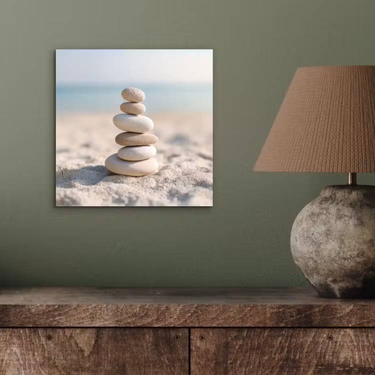 Stenen - Stapel - Zand - Zee aluminium wit klein -sfeer2