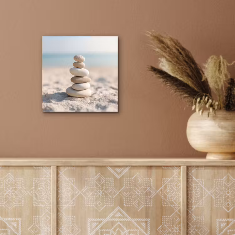 Stenen - Stapel - Zand - Zee aluminium wit klein -sfeer4