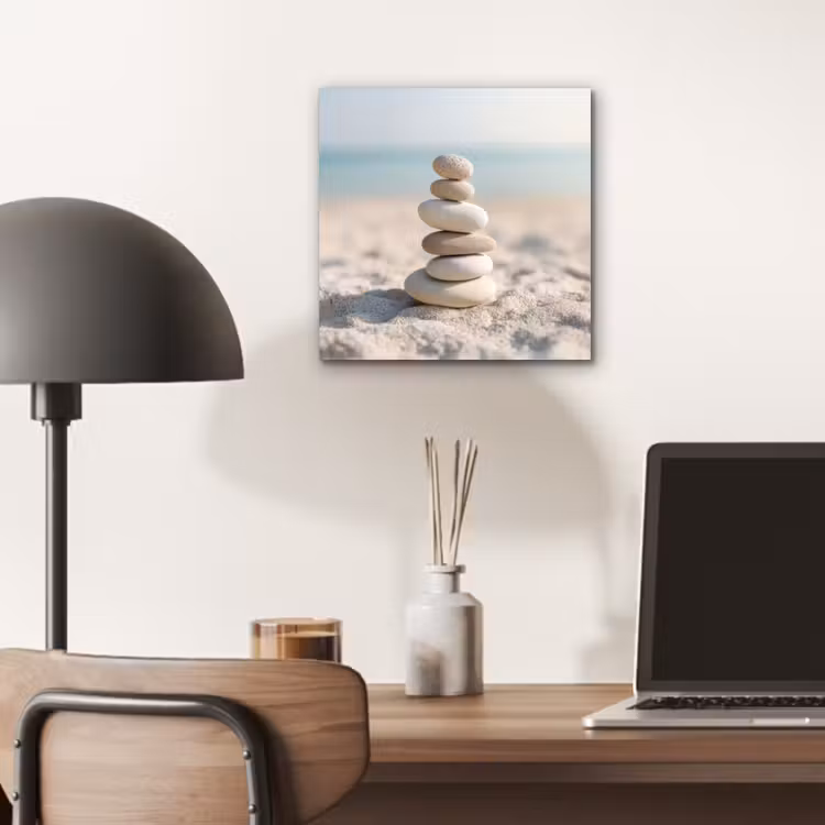 Stenen - Stapel - Zand - Zee aluminium wit klein -sfeer5