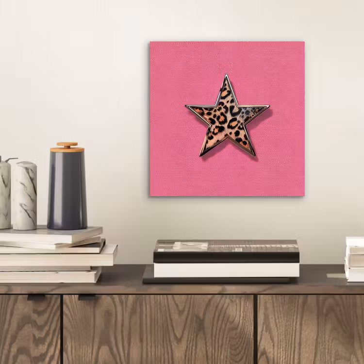 Ster - Luipaard - Print - Roze aluminium wit klein -sfeer1
