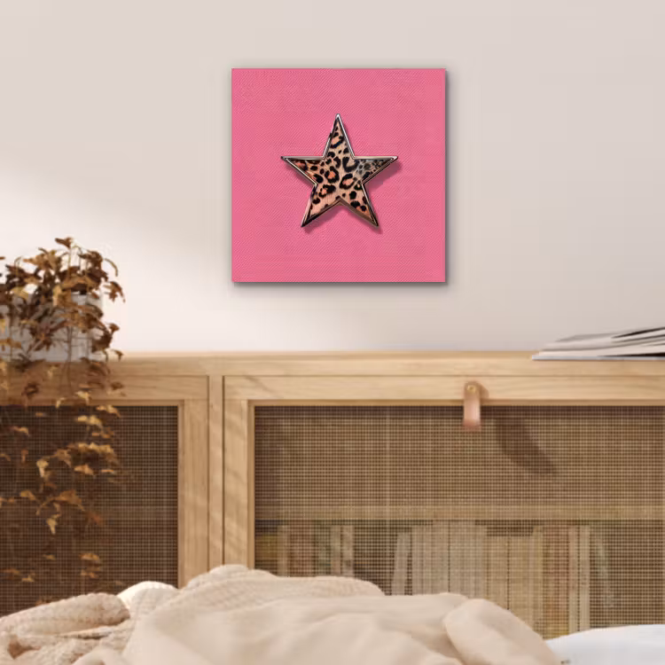 Ster - Luipaard - Print - Roze aluminium wit klein -sfeer3