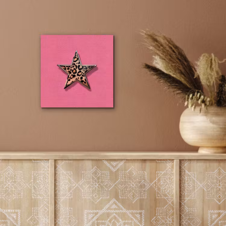 Ster - Luipaard - Print - Roze aluminium wit klein -sfeer4