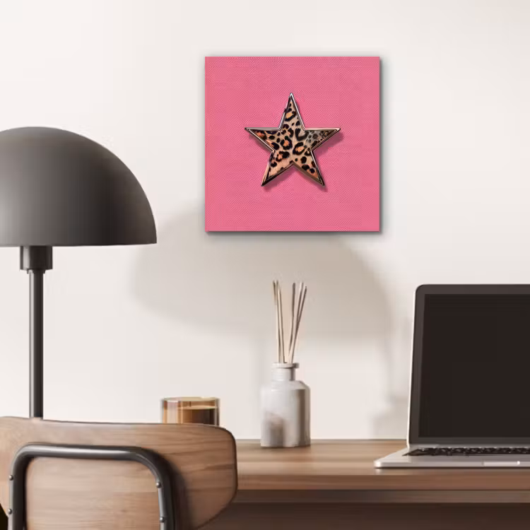 Ster - Luipaard - Print - Roze aluminium wit klein -sfeer5