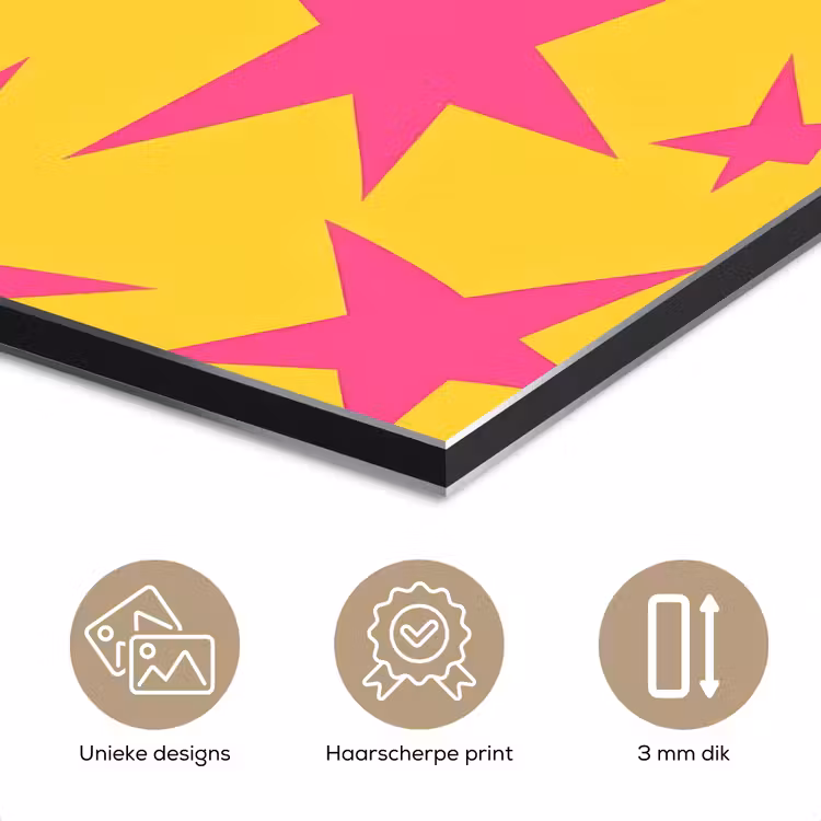 Sterren - Patroon - Roze - Geel aluminium wit klein 46 -closeup_NL