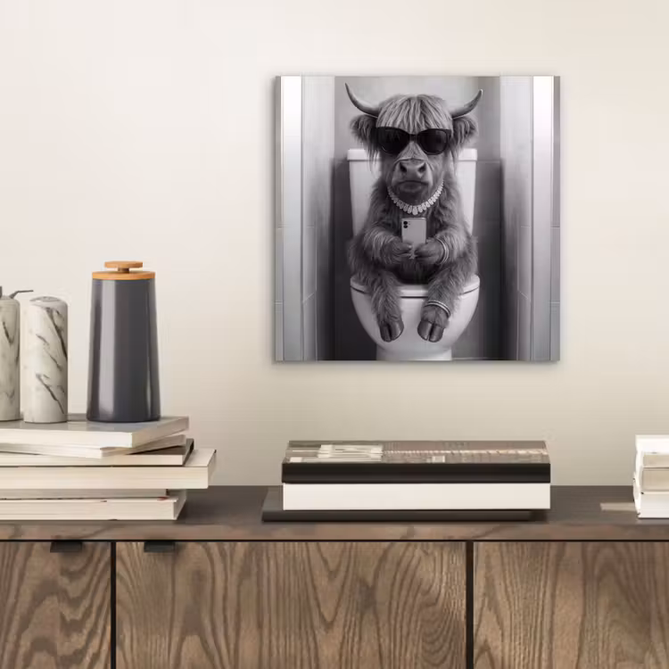 Stier - Telefoon - Toilet - Zwart - Wit aluminium wit klein -sfeer1
