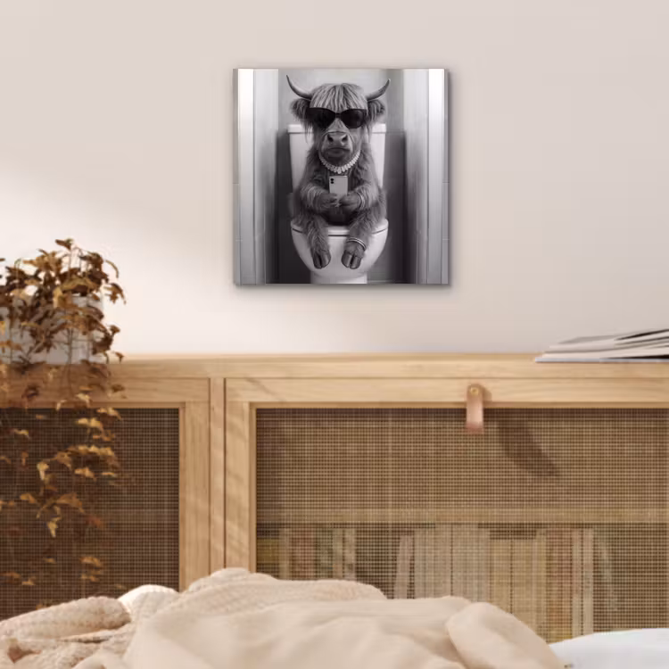 Stier - Telefoon - Toilet - Zwart - Wit aluminium wit klein -sfeer3