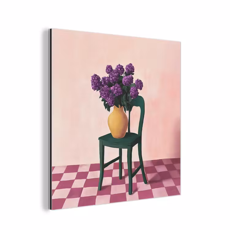 Stoel - Vaas - Bloemen - Geblokt aluminium wit klein -3d