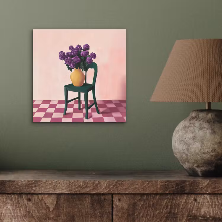 Stoel - Vaas - Bloemen - Geblokt aluminium wit klein -sfeer2