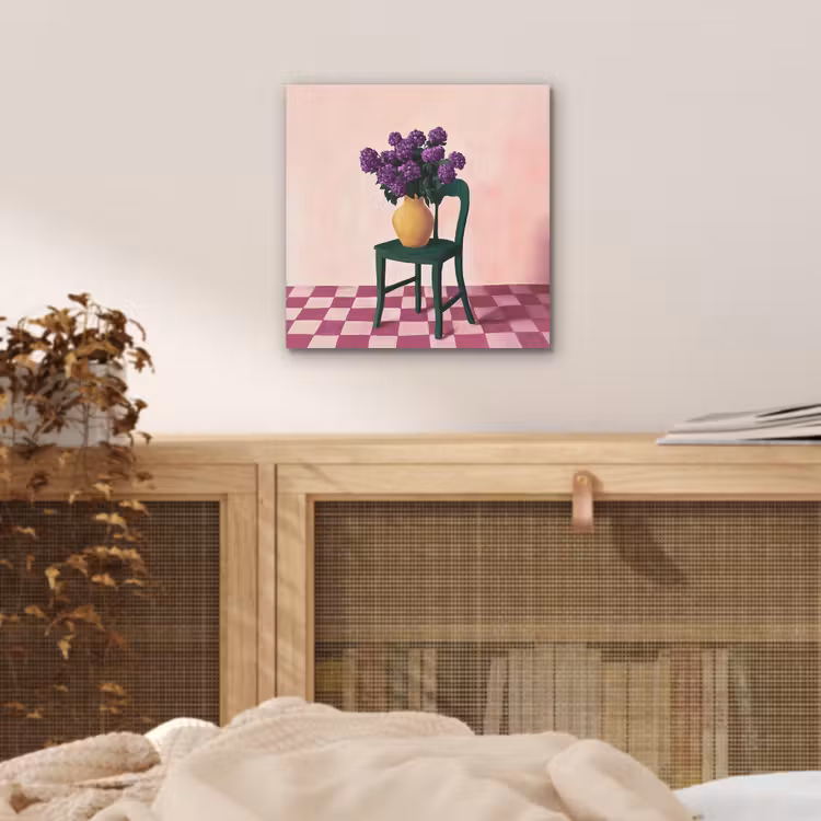 Stoel - Vaas - Bloemen - Geblokt aluminium wit klein -sfeer3