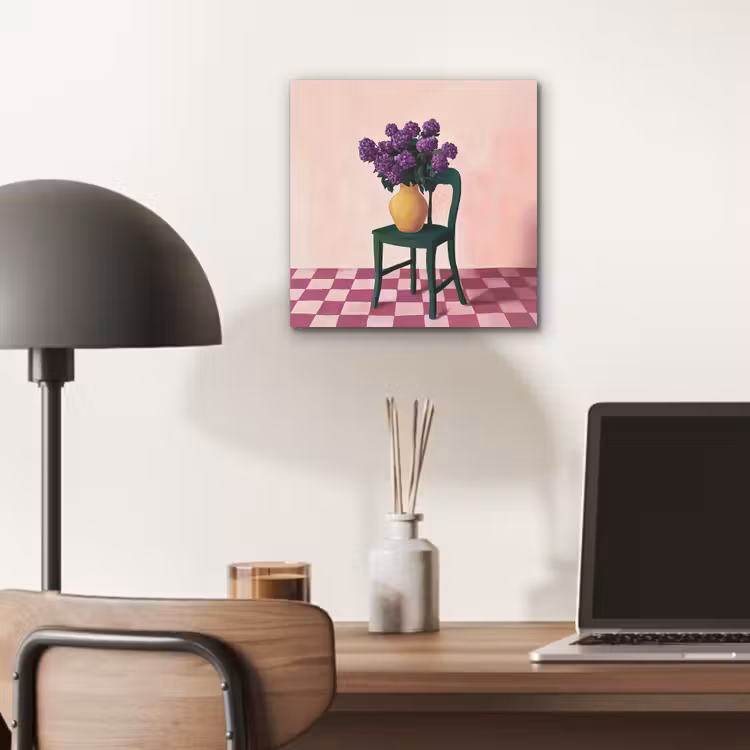 Stoel - Vaas - Bloemen - Geblokt aluminium wit klein -sfeer5
