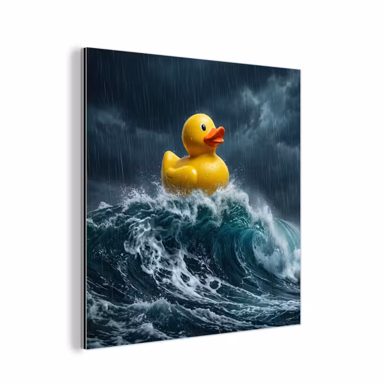 Storm - Badeend - Golven aluminium wit klein -3d
