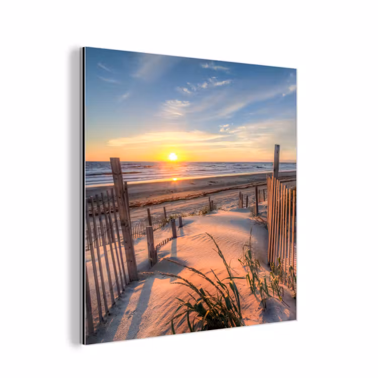 Strand - Zee - Duin - Zonsondergang - Landschap aluminium wit klein -3d