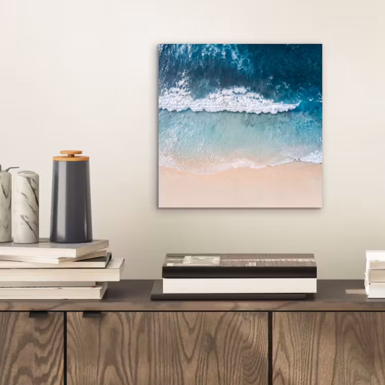 Strand - Zee - Golven - Natuur - Blauw aluminium wit klein -sfeer1