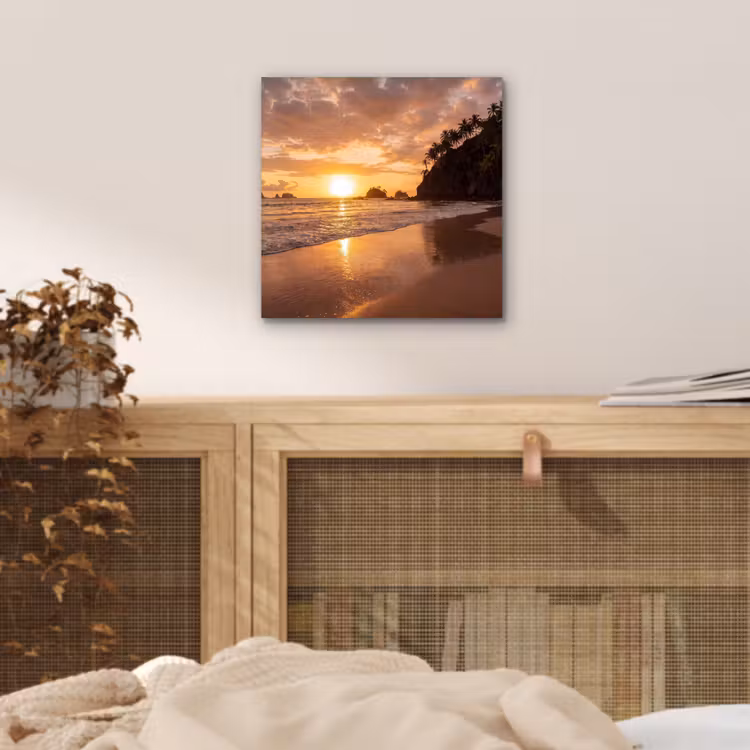 Strand - Zonsondergang - Natuur - Tropisch - Oranje aluminium wit klein -sfeer3