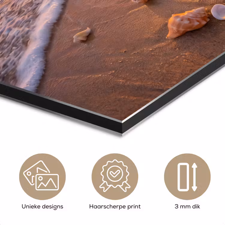Strand - Zonsondergang - Palmbomen - Natuur - Oranje aluminium wit klein -closeup_NL