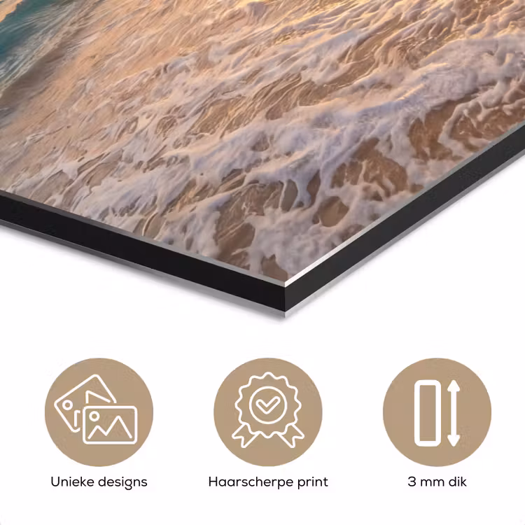 Strand - Zonsondergang - Tropisch - Natuur - Goud aluminium wit klein -closeup_NL