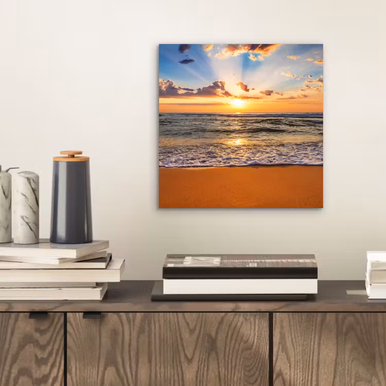 Strand - Zonsondergang - Zee - Wolken - Horizon aluminium wit klein -sfeer1