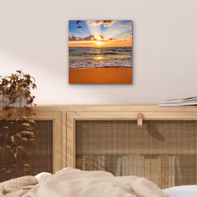 Strand - Zonsondergang - Zee - Wolken - Horizon aluminium wit klein -sfeer3