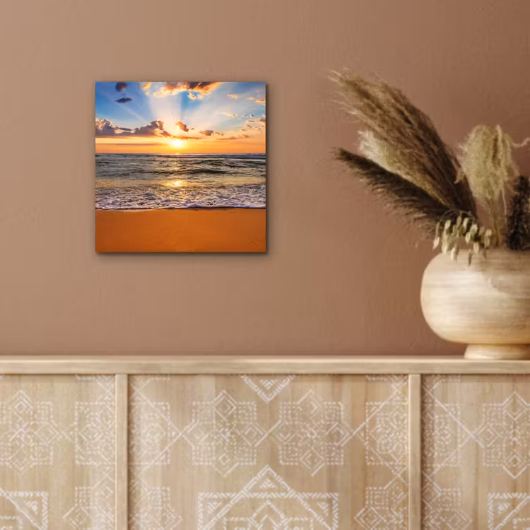 Strand - Zonsondergang - Zee - Wolken - Horizon aluminium wit klein -sfeer4