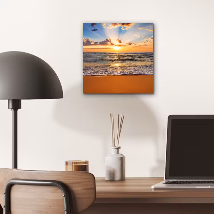 Strand - Zonsondergang - Zee - Wolken - Horizon aluminium wit klein -sfeer5