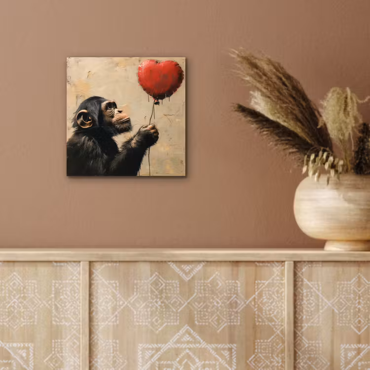 Street art - Chimpansee - Ballon - Graffiti - Banksy aluminium wit klein -sfeer4