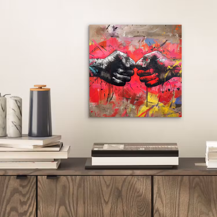 Street art - Handen - Graffiti - Kunst - Banksy aluminium wit klein -sfeer1