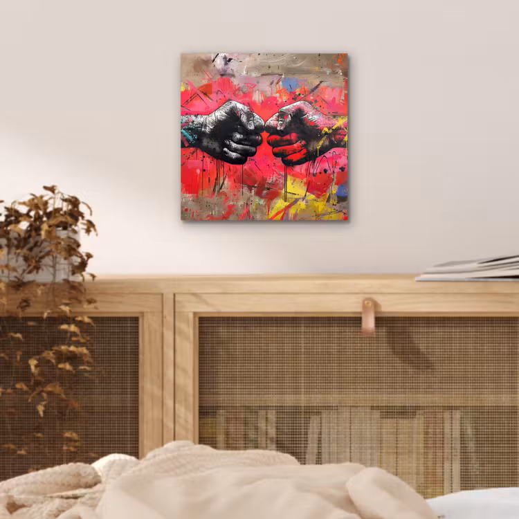 Street art - Handen - Graffiti - Kunst - Banksy aluminium wit klein -sfeer3