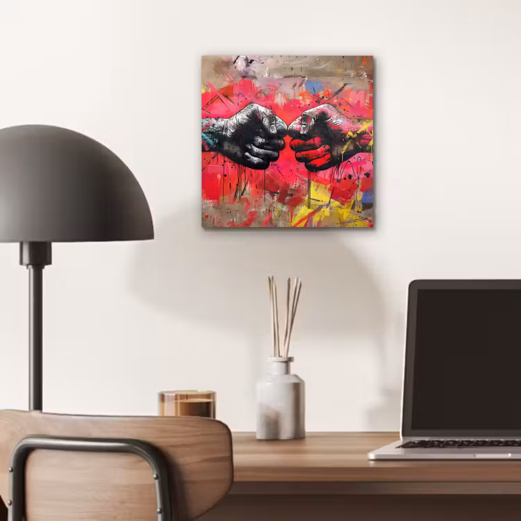 Street art - Handen - Graffiti - Kunst - Banksy aluminium wit klein -sfeer5