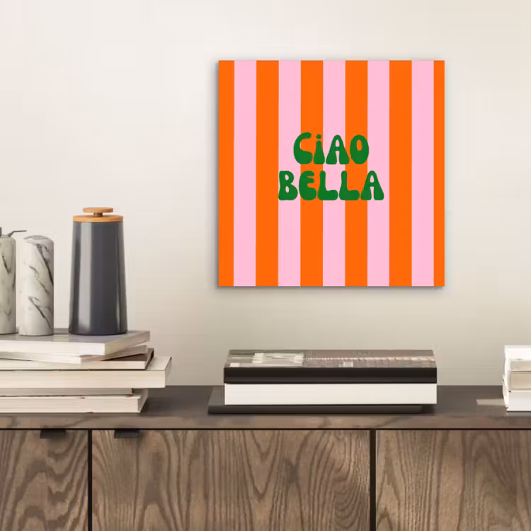 Strepen - Oranje - Verticaal - Ciao bella aluminium wit klein -sfeer1