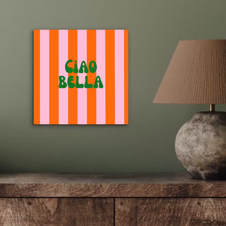 Strepen - Oranje - Verticaal - Ciao bella aluminium wit klein -sfeer2