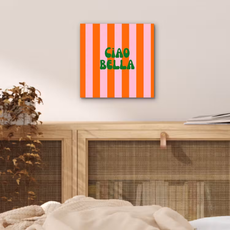 Strepen - Oranje - Verticaal - Ciao bella aluminium wit klein -sfeer3