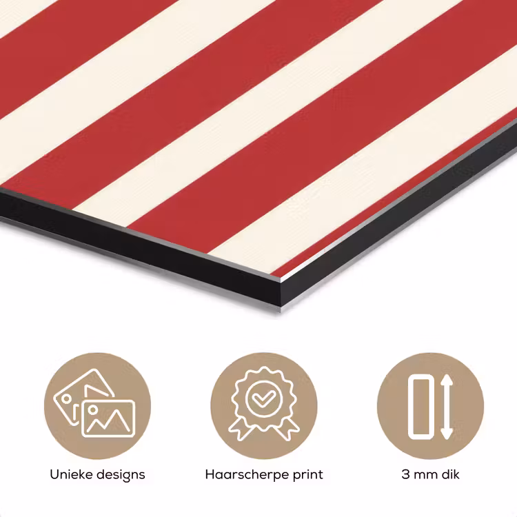 Strepen - Patroon - Rood aluminium wit klein 46 -closeup_NL
