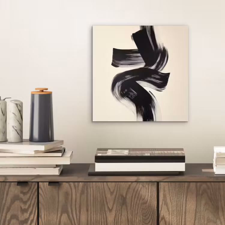 Strepen - Zwart - Abstract aluminium wit klein -sfeer1