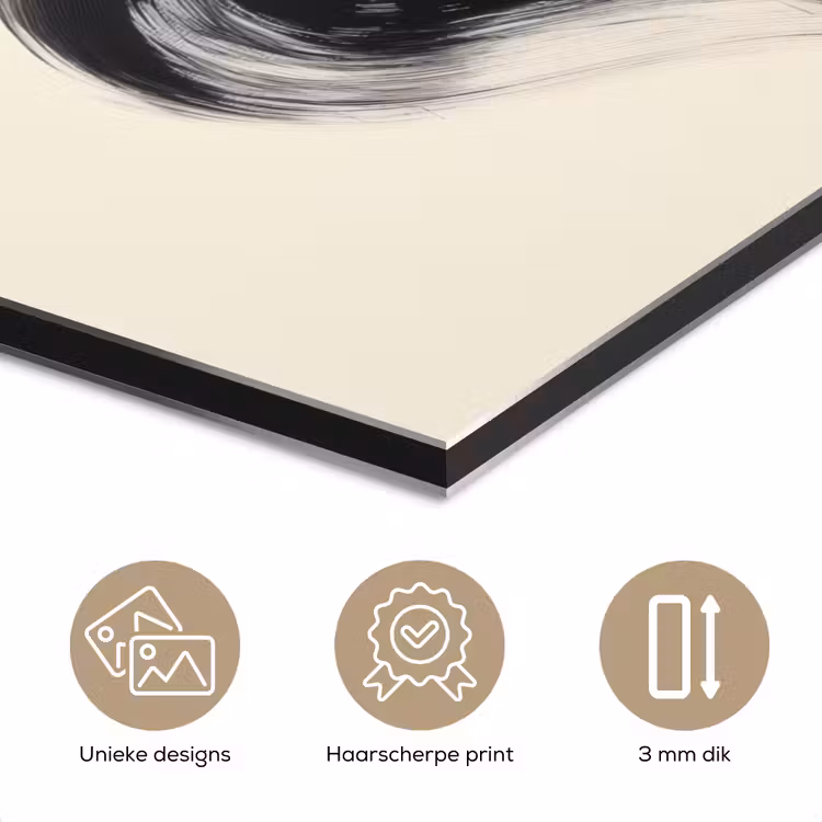 Strepen - Zwart - Abstract aluminium wit klein -closeup_NL