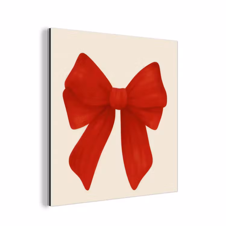 Strik - Symmetrisch - Rood - Lint aluminium wit klein -3d