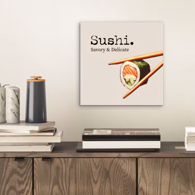 Sushi - Zalm - Rijst - Japans aluminium wit klein -sfeer1
