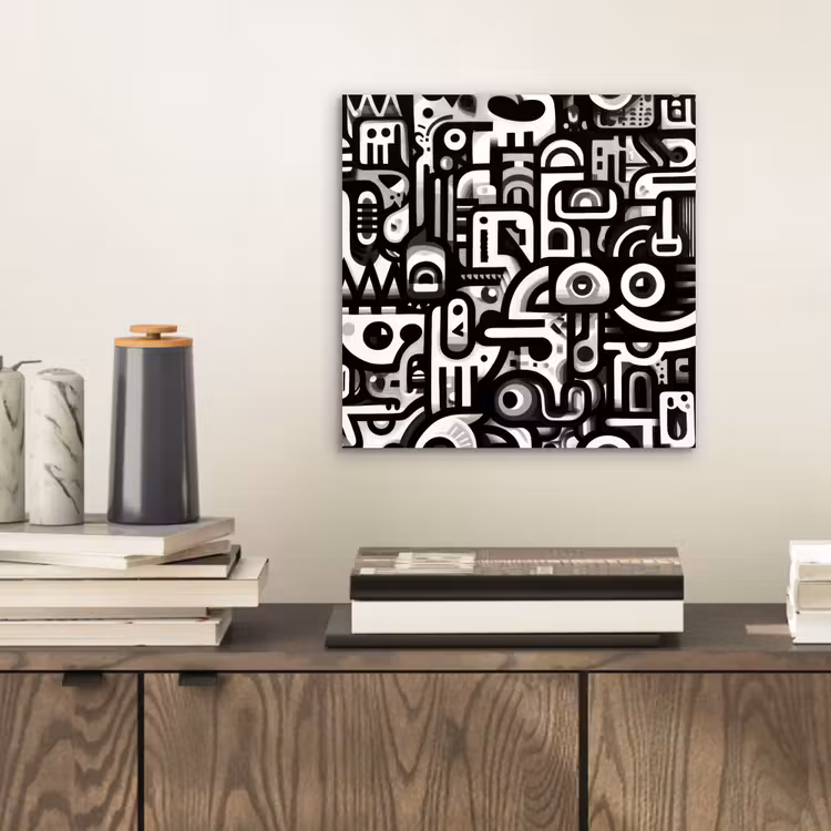 Symbolen - Abstract - Grafisch - Zwart aluminium wit klein -sfeer1