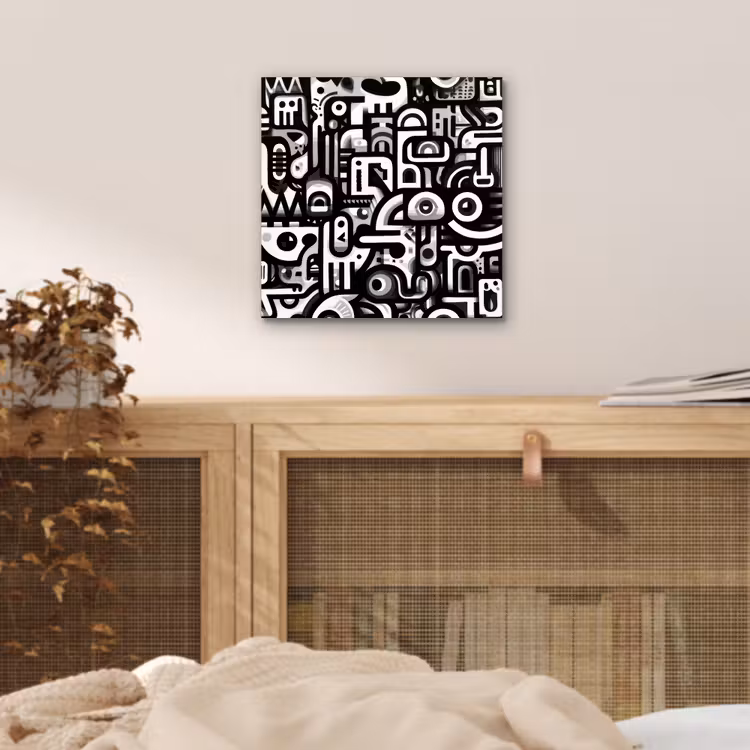 Symbolen - Abstract - Grafisch - Zwart aluminium wit klein -sfeer3