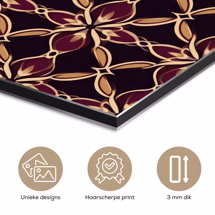 Symmetrisch - Tegel - Burgundy aluminium wit klein 46 -closeup_NL